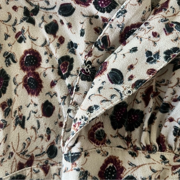 Free People Some Like It Hot Floral Boho Long Sleeve Flare Leg Jumpsuit Size 4 - Picture 9 of 13